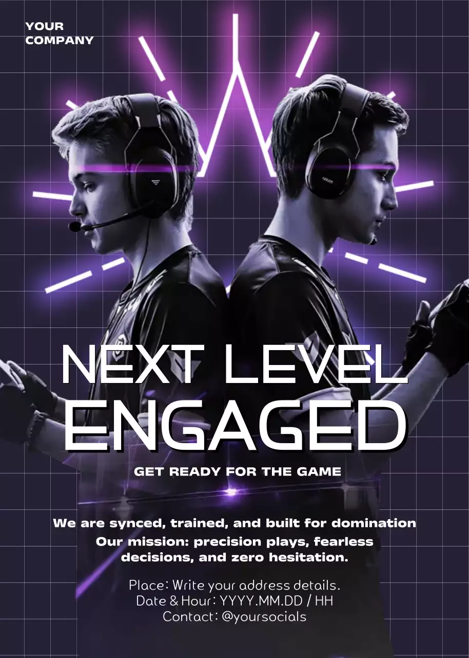 Poster Promosi Game Modern Berwarna Ungu