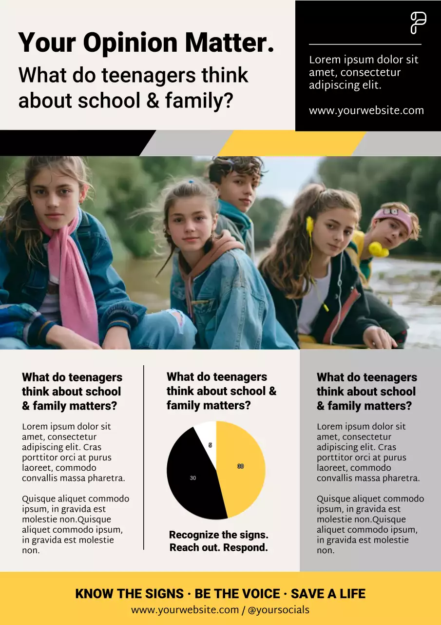 Yellow Modern Teen Survey Announcement Poster