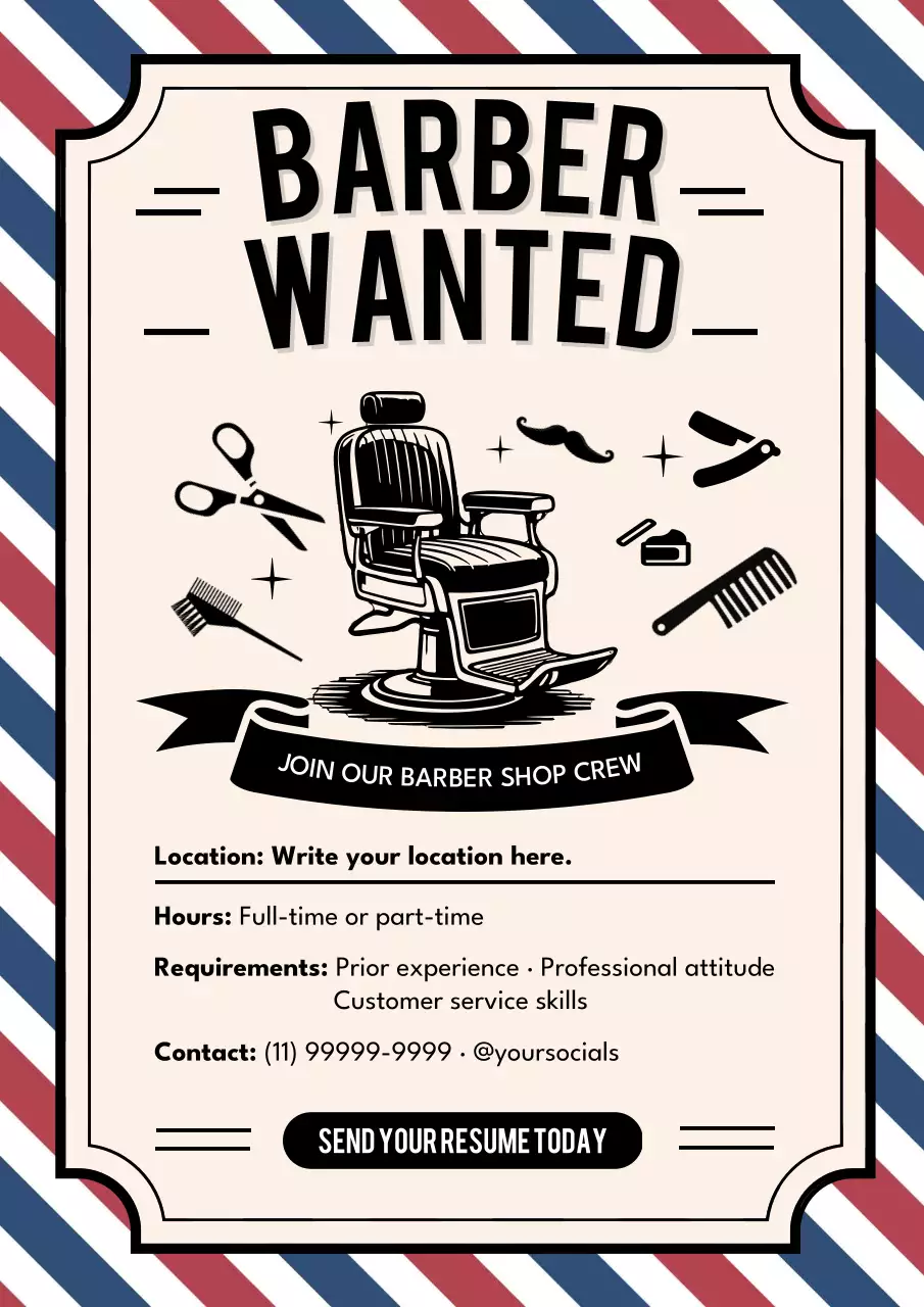 Beige Vintage Barber Recruitment Poster