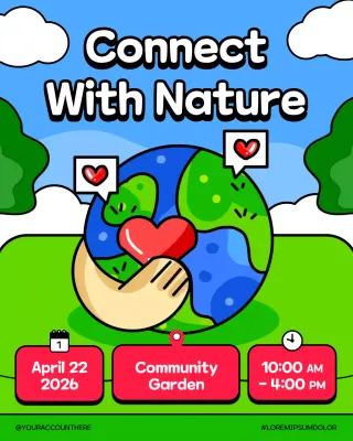 Blue Cartoon Earth Day Event Announcement Instagram Post