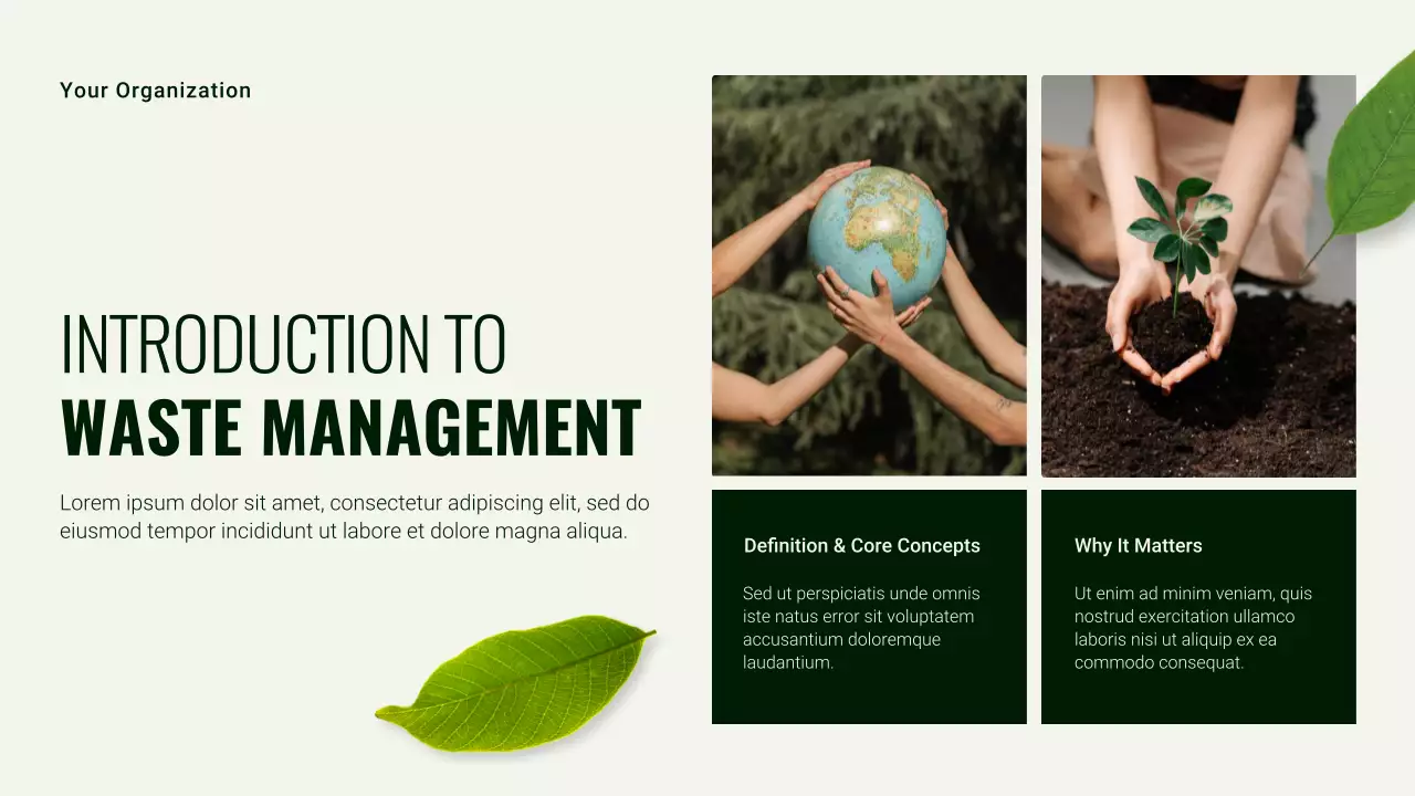 Green and White Modern Sustainability Earth Day Presentation