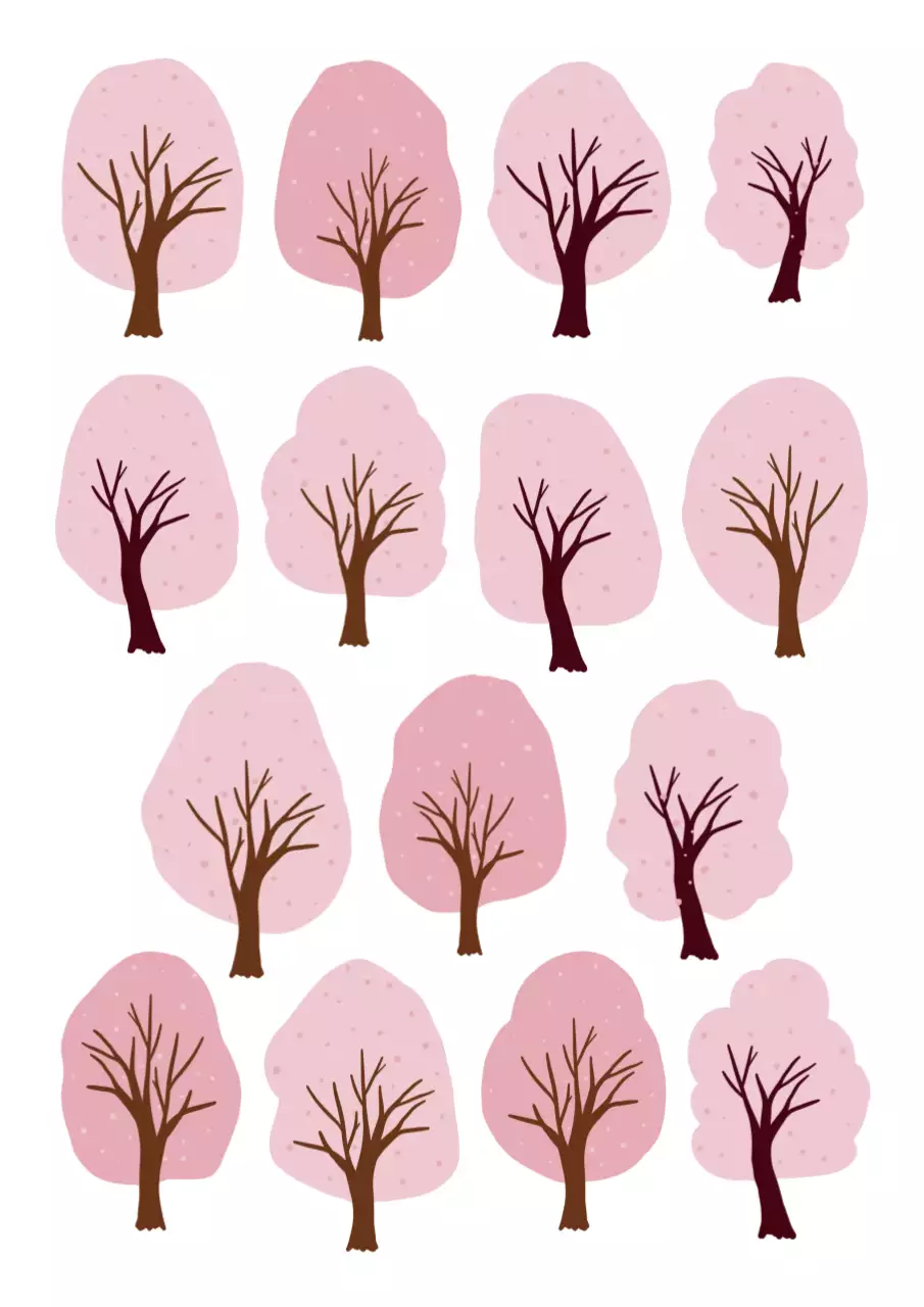 핑크 아기자기한 벚꽃 스티커