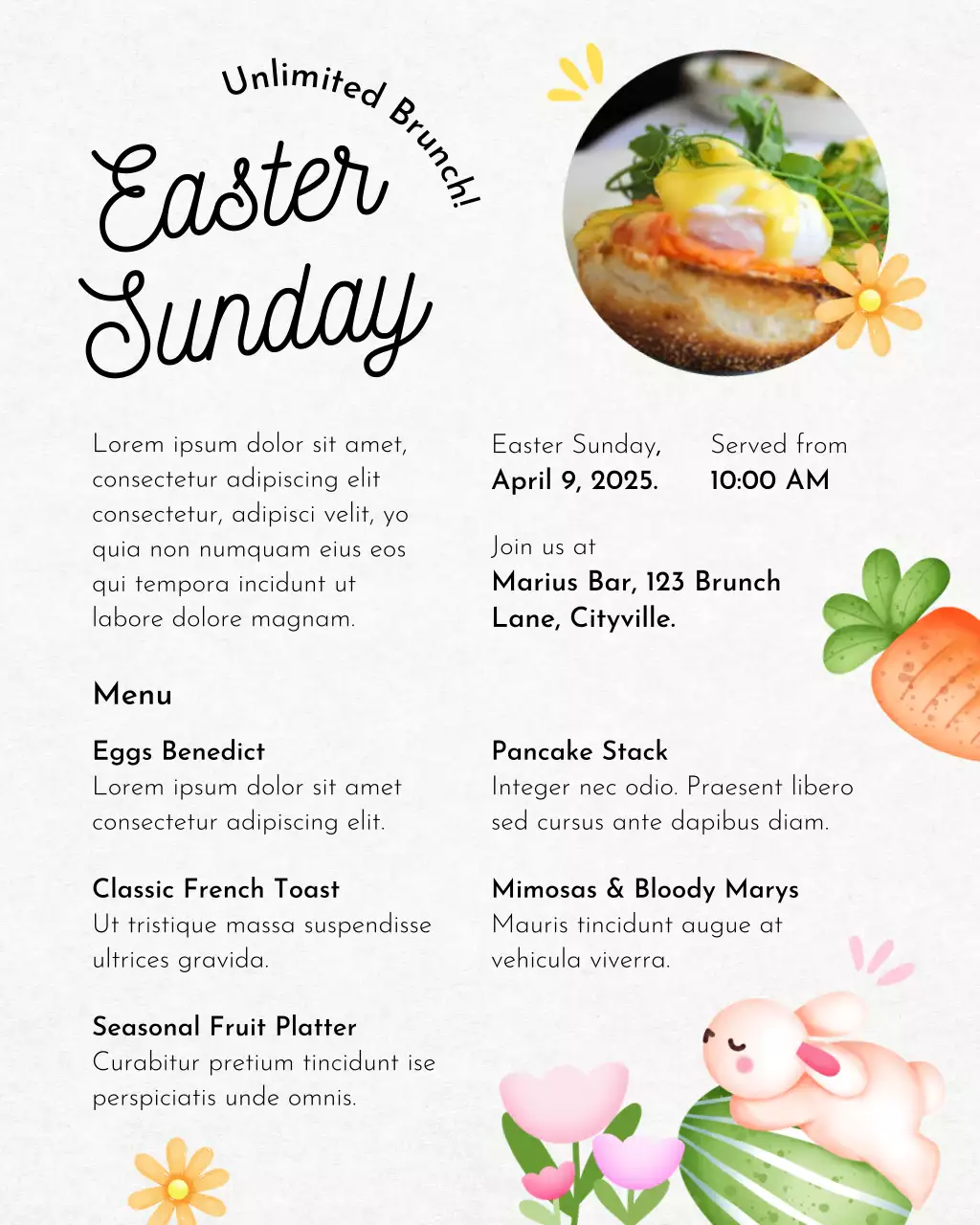 Beige Minimalist Easter Sunday Brunch Instagram Post