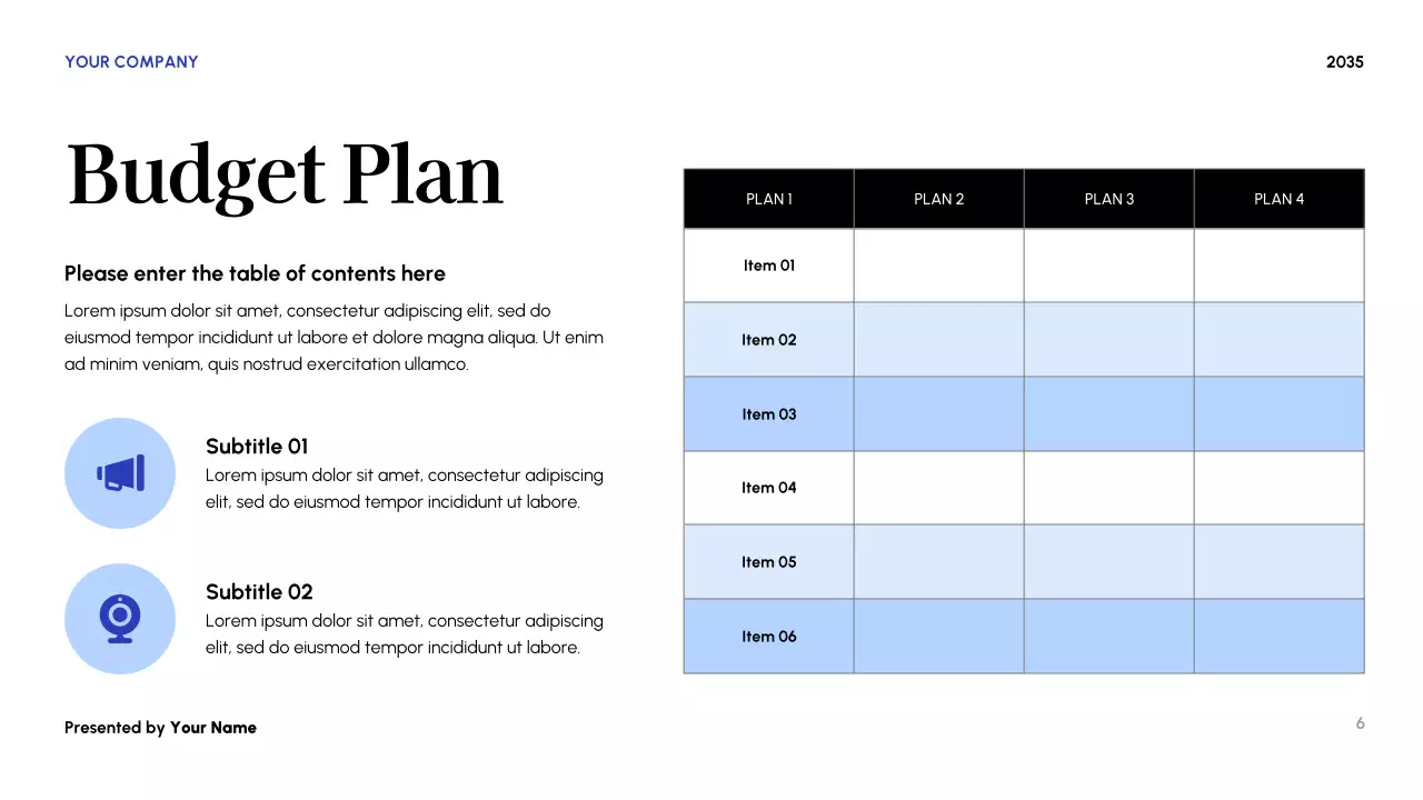 Blue Modern Budget Planner Presentation
