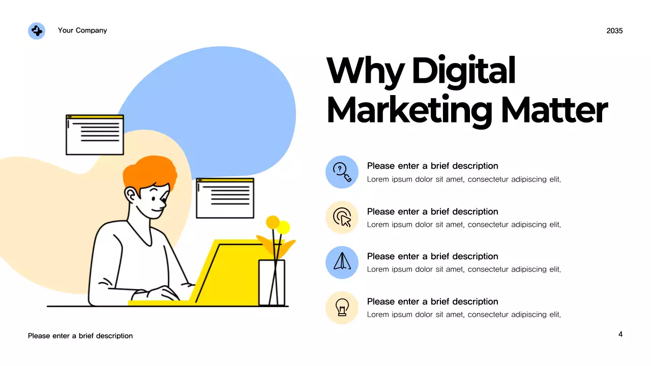 Apresentação de Marketing Digital Moderna em Branco