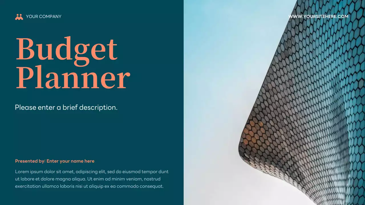 Teal and Salmon Modern Budget Planner Presentation
