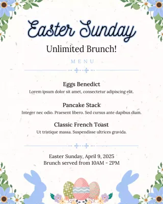 Beige Floral Brunch Menu Instagram Post