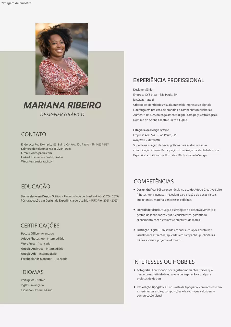 Introdução ao currículo de designer gráfico moderno em bege e caqui