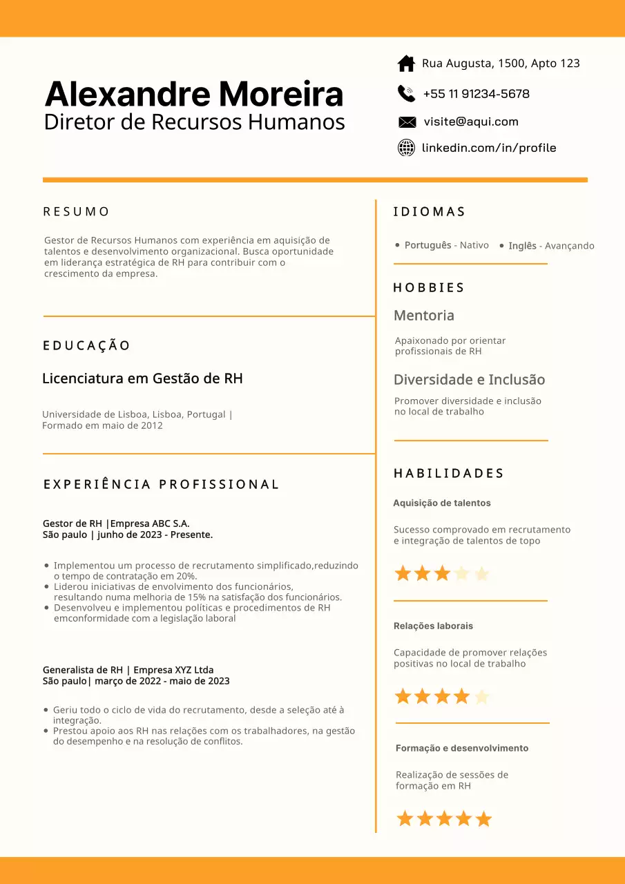 Carteira simples amarela e branca de gestor de recursos humanos