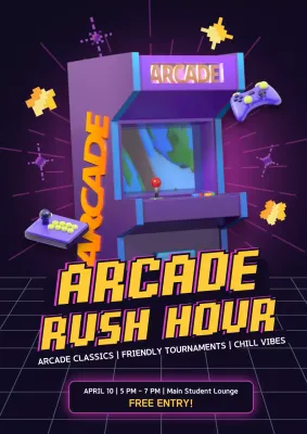 Purple Retro Arcade Event Poster
