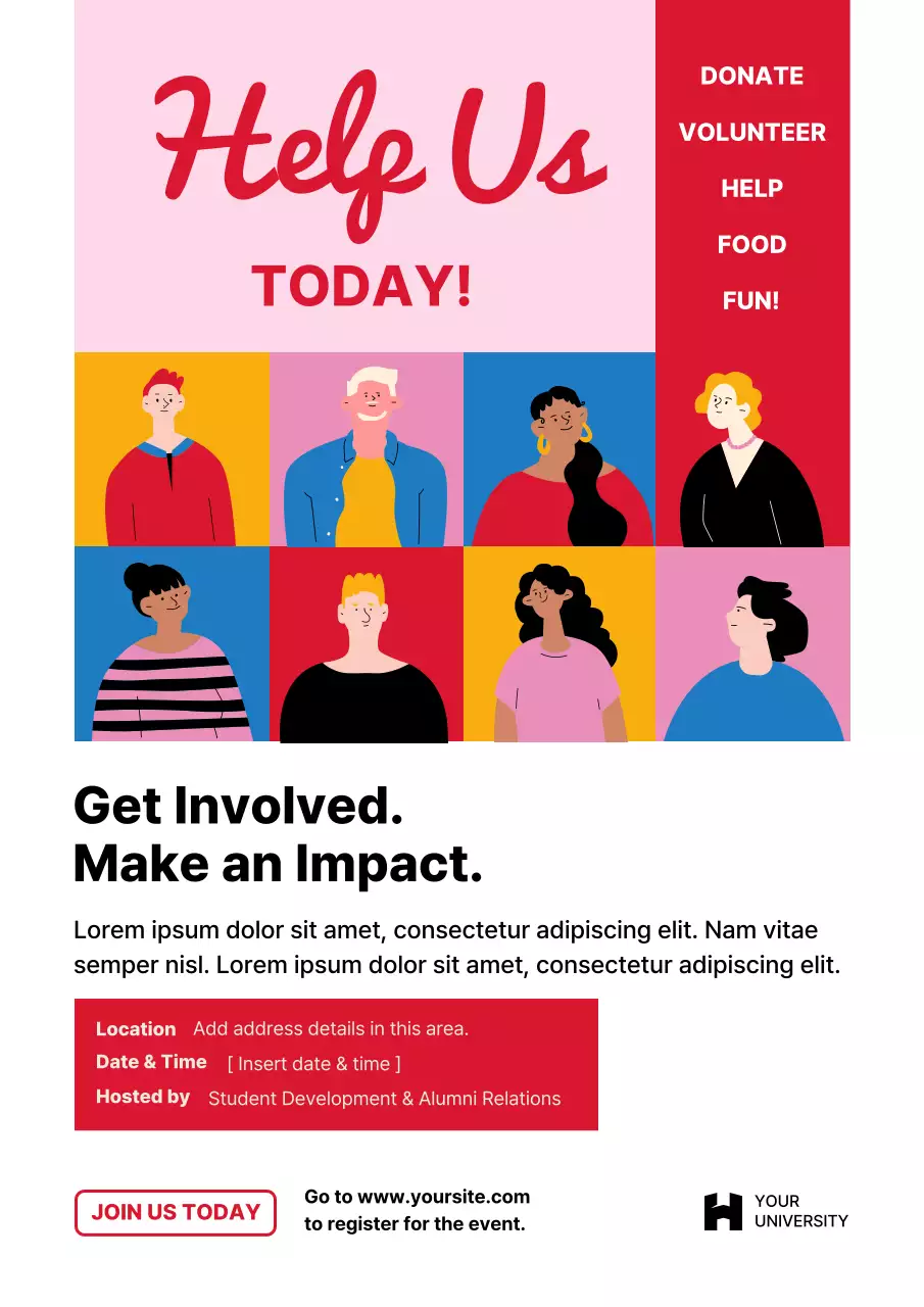 Colorful Modern Volunteer Event Promotion Poster