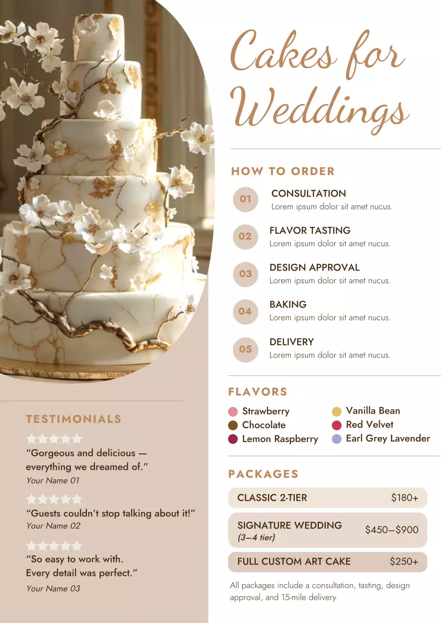 Beige Elegant Wedding Menu Poster
