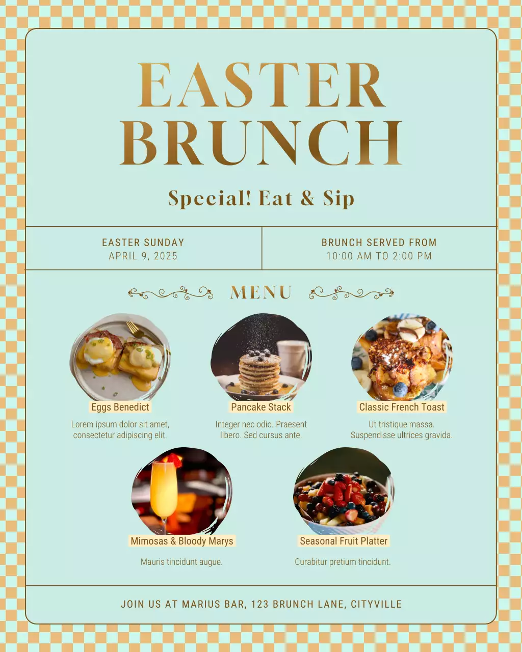 Beige Classic Brunch Menu Instagram Post