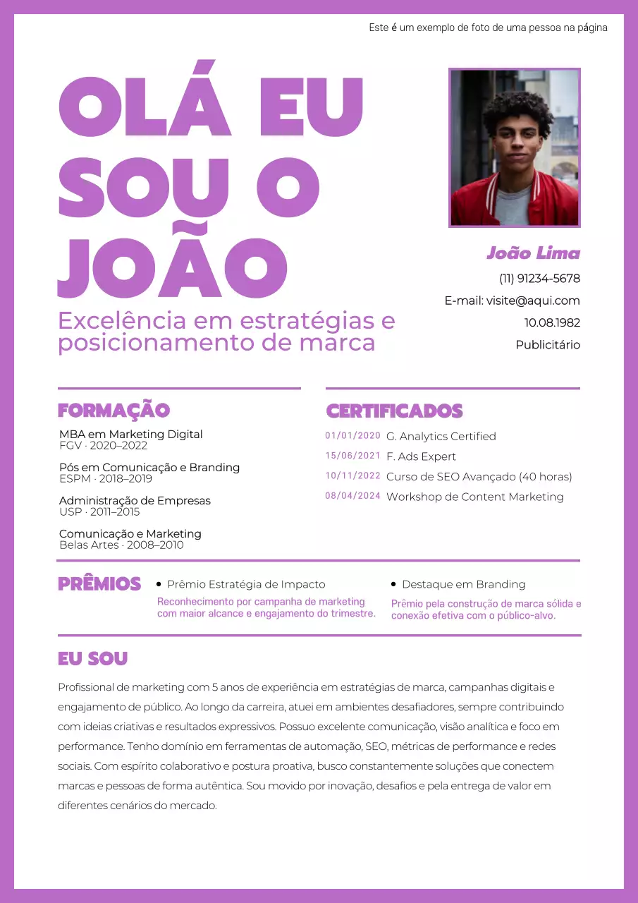 Carta de apresentação simples púrpura