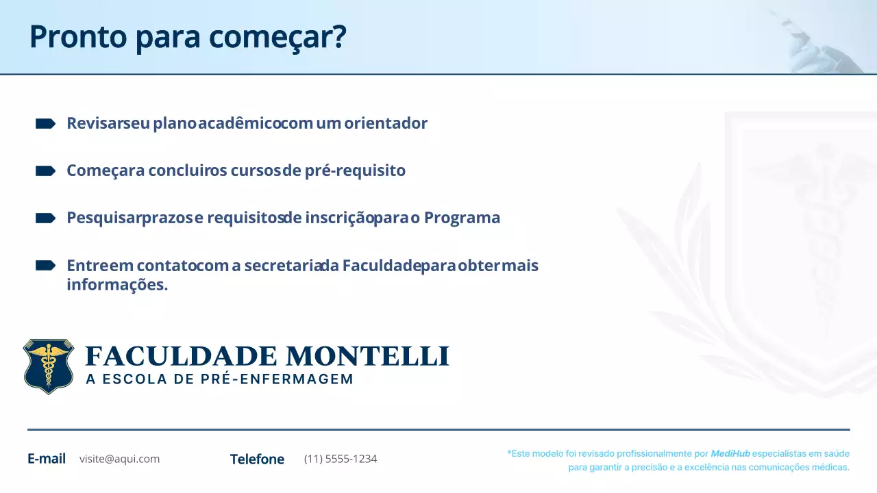 Apresentação do Anúncio do Curso de Enfermagem Profissional Azul