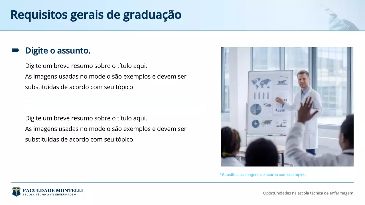 Apresentação do Anúncio do Curso de Enfermagem Profissional Azul