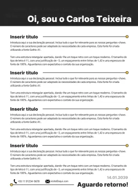 Carta de apresentação moderna preta Documento
