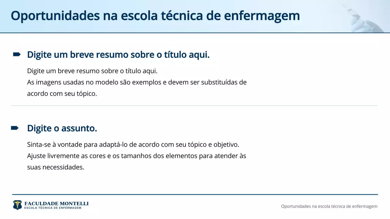 Apresentação do Anúncio do Curso de Enfermagem Profissional Azul