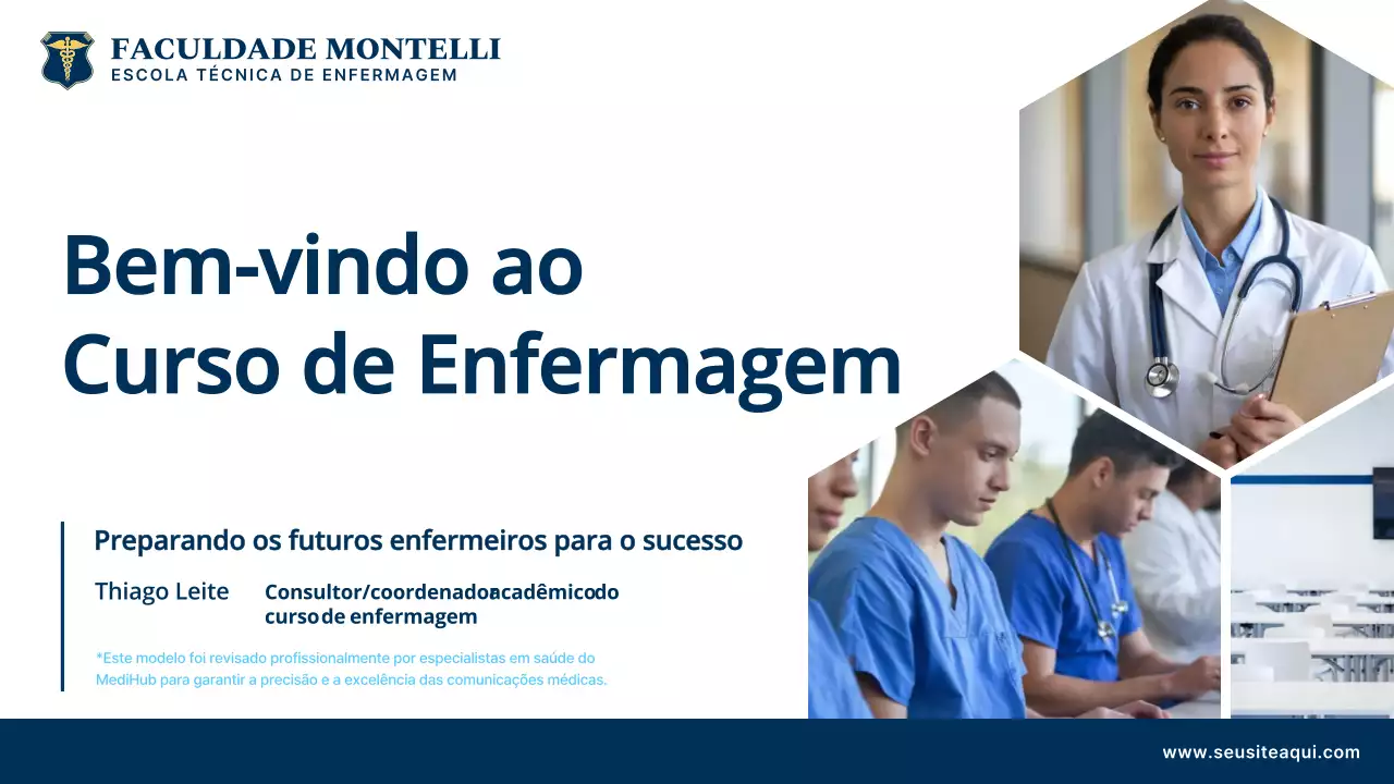 Apresentação do Anúncio do Curso de Enfermagem Profissional Azul