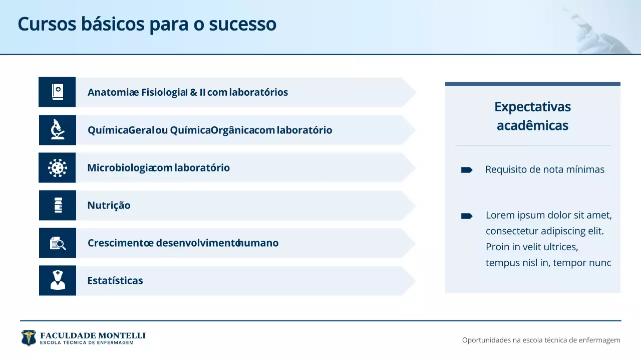 Apresentação do Anúncio do Curso de Enfermagem Profissional Azul
