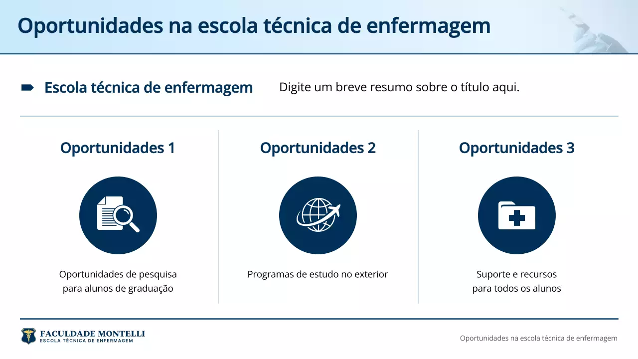 Apresentação do Anúncio do Curso de Enfermagem Profissional Azul