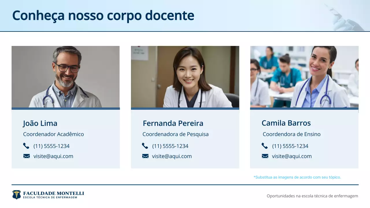 Apresentação do Anúncio do Curso de Enfermagem Profissional Azul