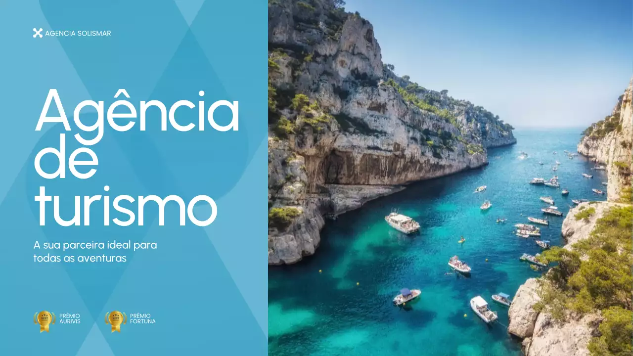 Apresentação de promoção de viagens Blue Modern