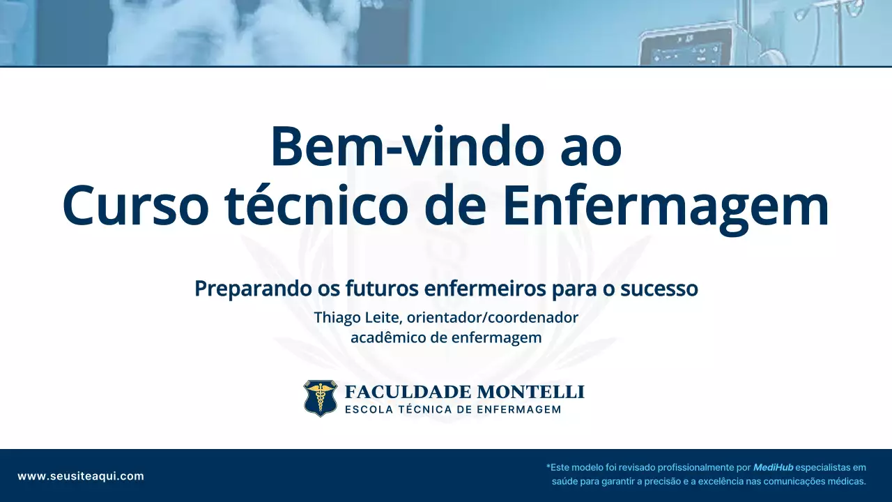 Apresentação do Anúncio do Curso de Enfermagem Profissional Azul