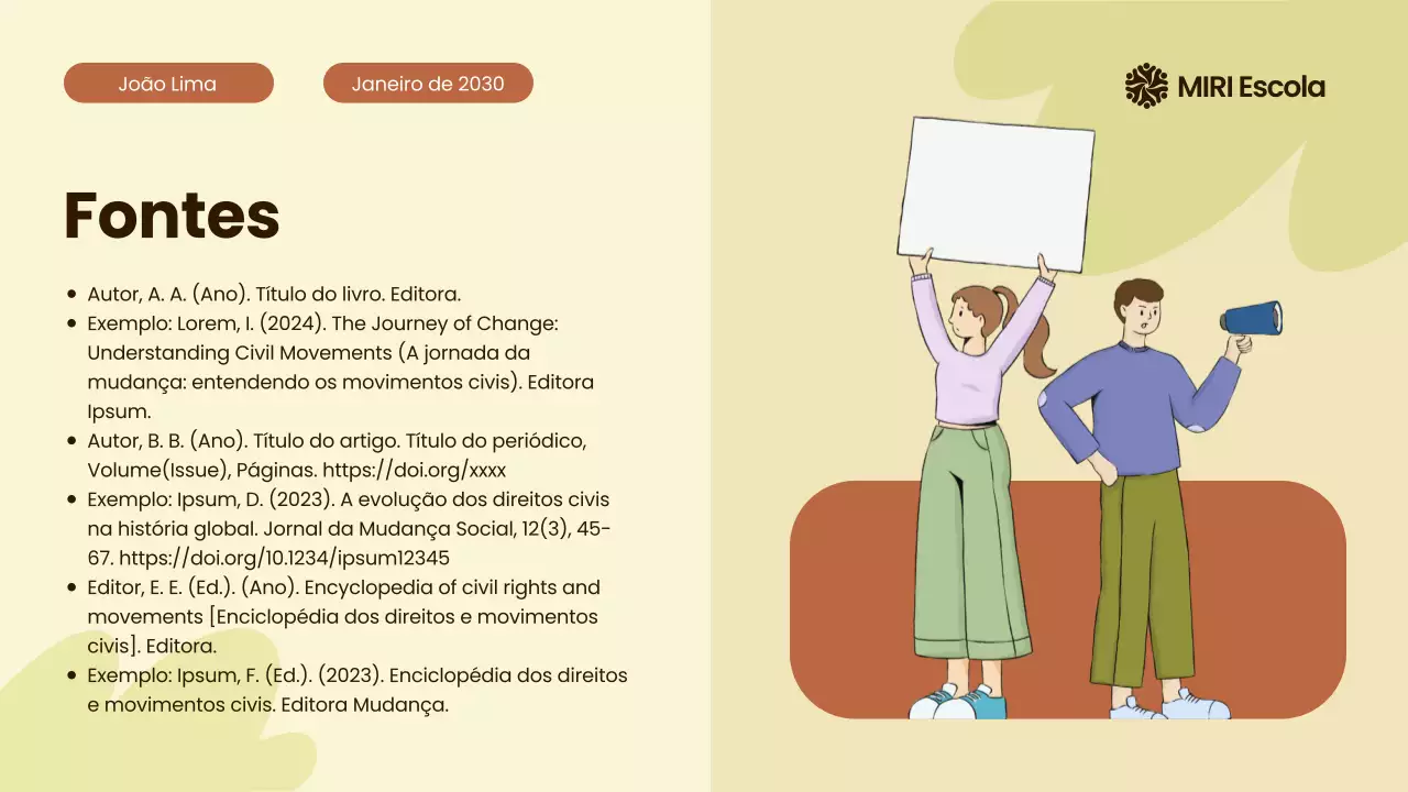 Apresentação da História dos Movimentos Civis Modernos Bege