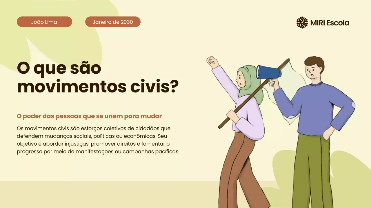 Apresentação da História dos Movimentos Civis Modernos Bege
