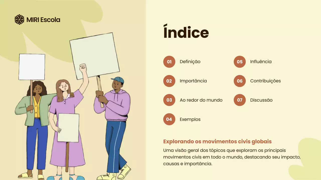 Apresentação da História dos Movimentos Civis Modernos Bege