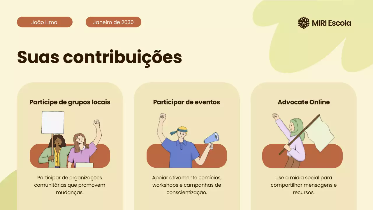 Apresentação da História dos Movimentos Civis Modernos Bege