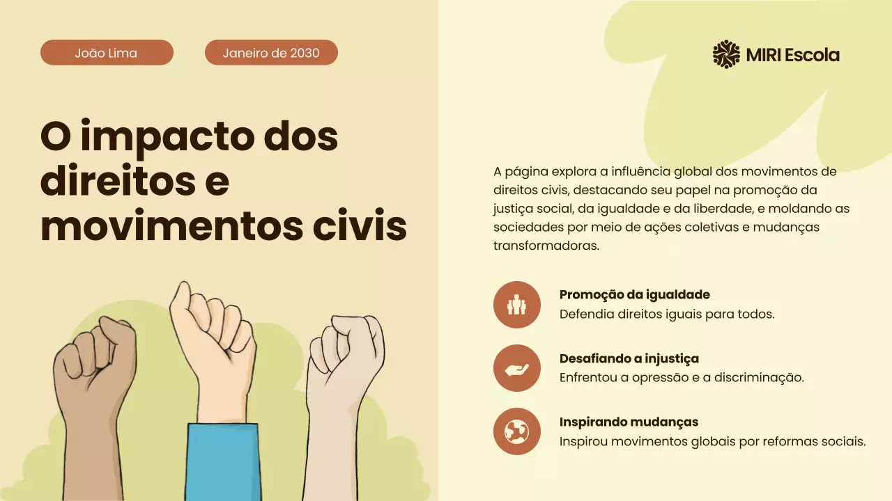 Apresentação da História dos Movimentos Civis Modernos Bege