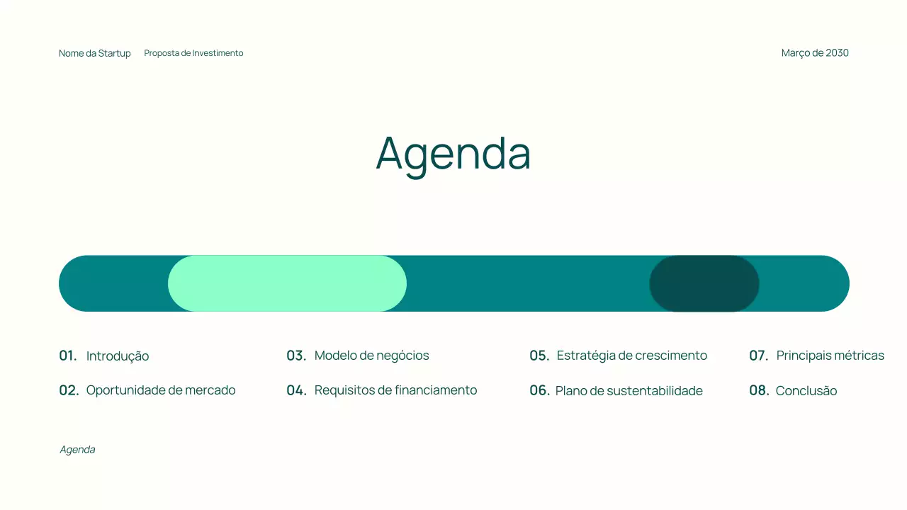 Apresentação de Investimento Moderno Teal