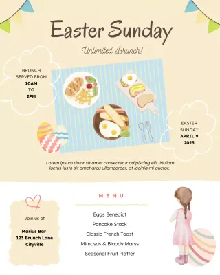Pastel Watercolor Retro Easter Brunch Announcement