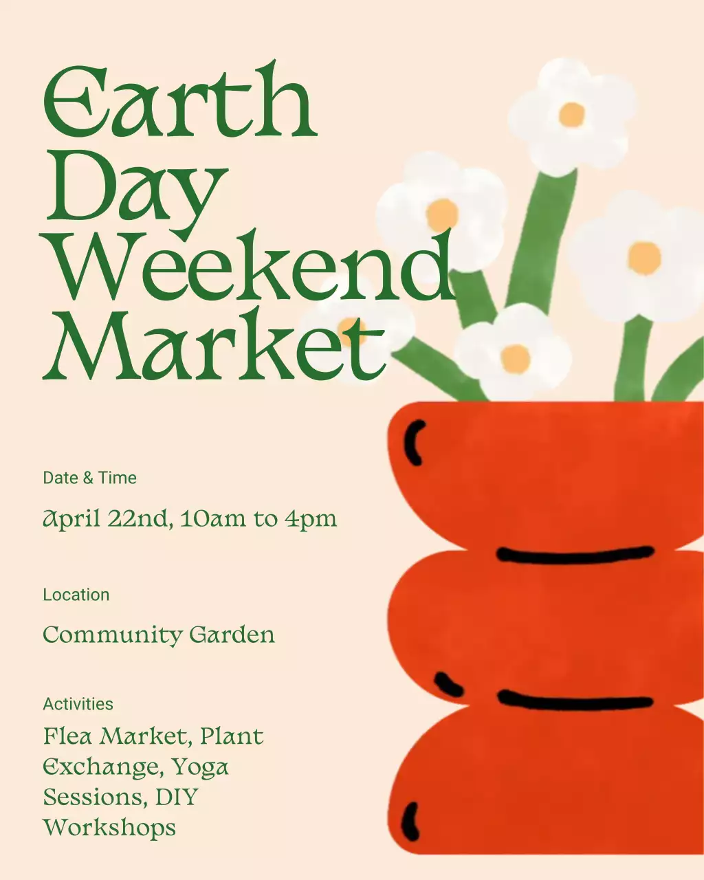 Green and Cream Organic Market Earth Day Instagram Post