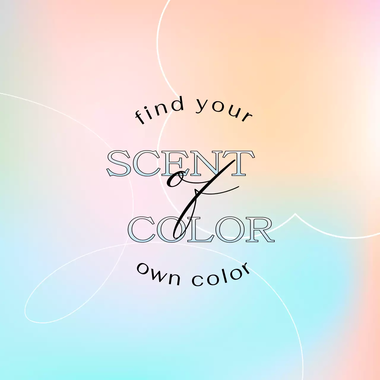 カラフルなカラーグラデーションの幻想的な雰囲気の展示会グッズ。