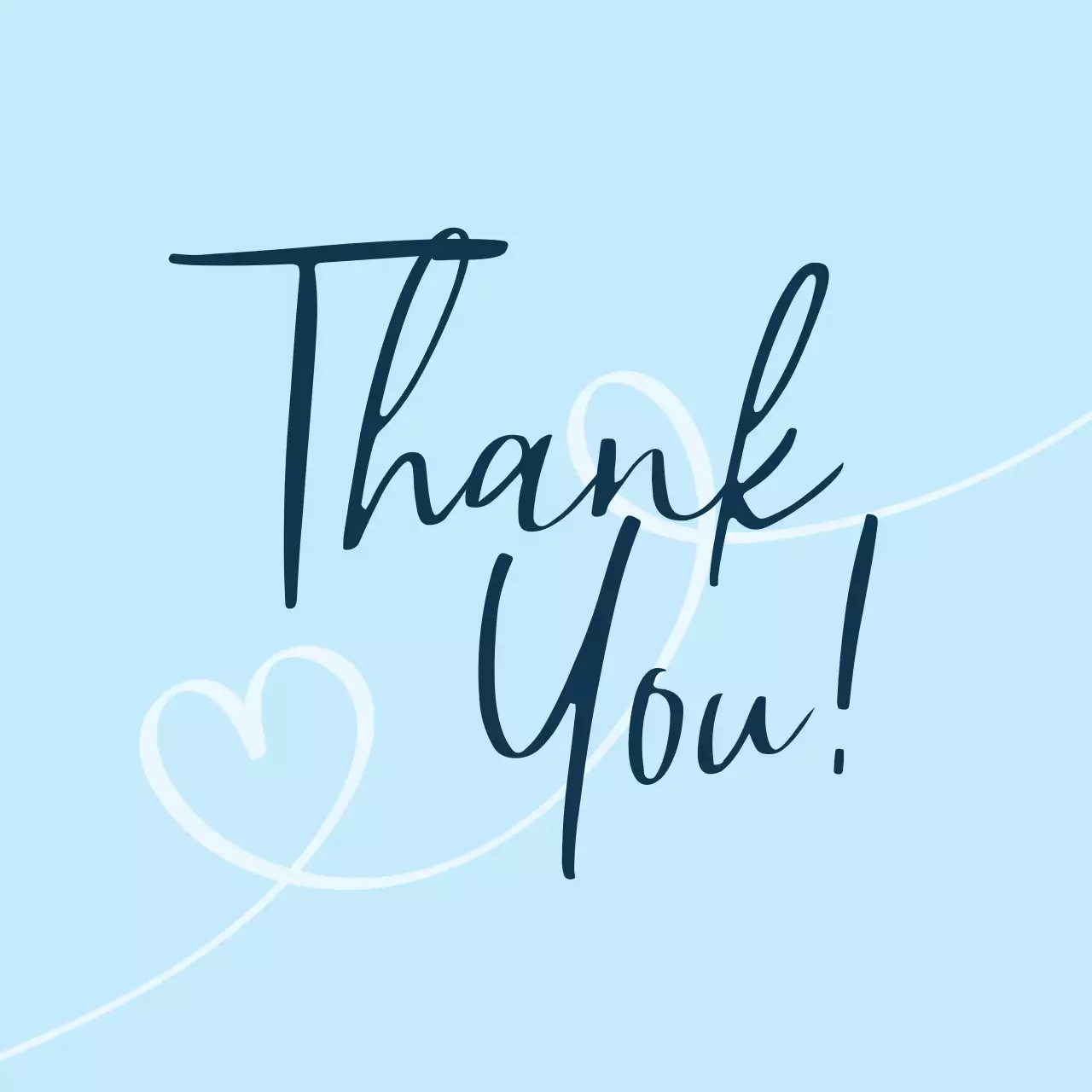 水色 シンプル  手書きサンキュー 感謝 カード ステッカー