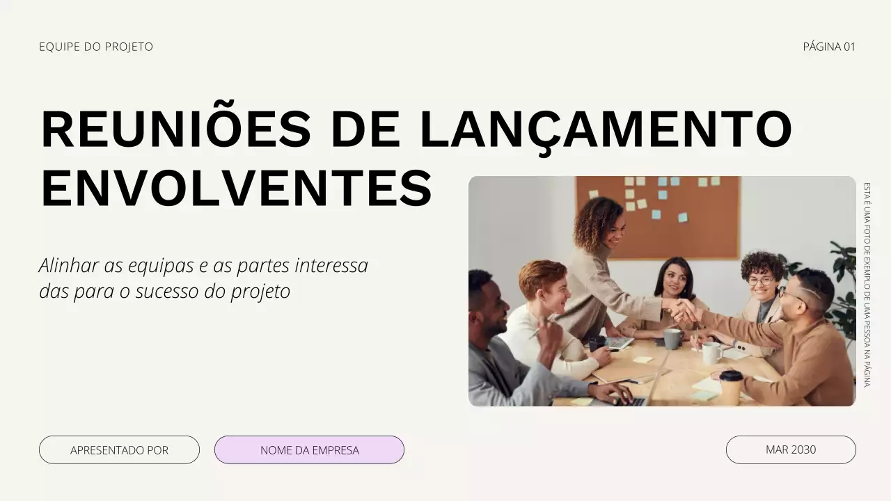 Apresentação da reunião de lançamento do projeto
