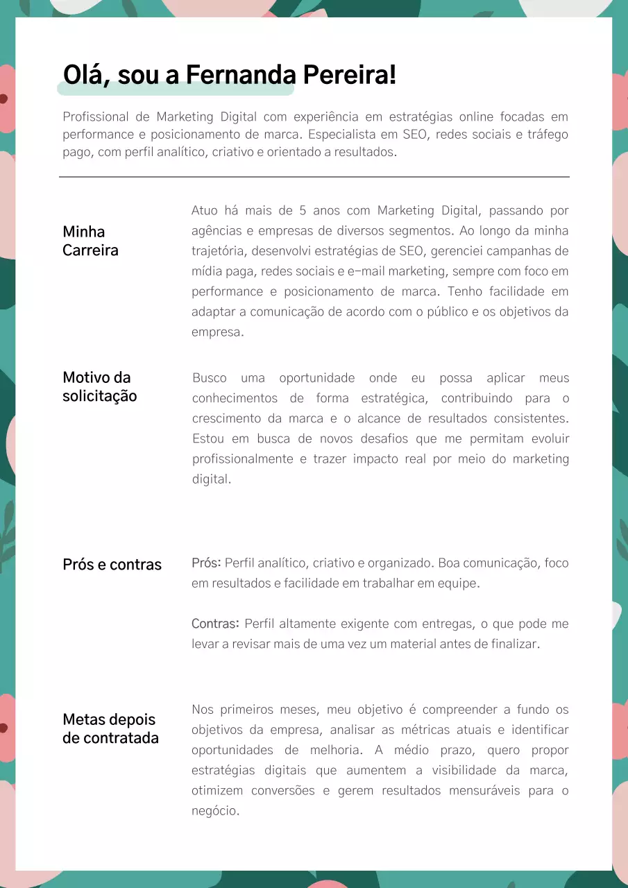 Carta de apresentação Turquoise clean