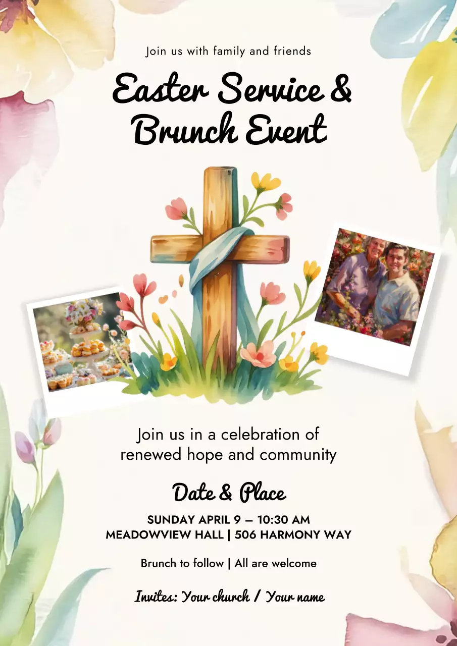 Beige Floral Easter Invitation Poster