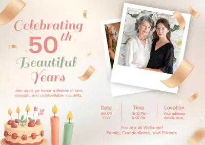 Beige Elegant Anniversary Invitation Poster