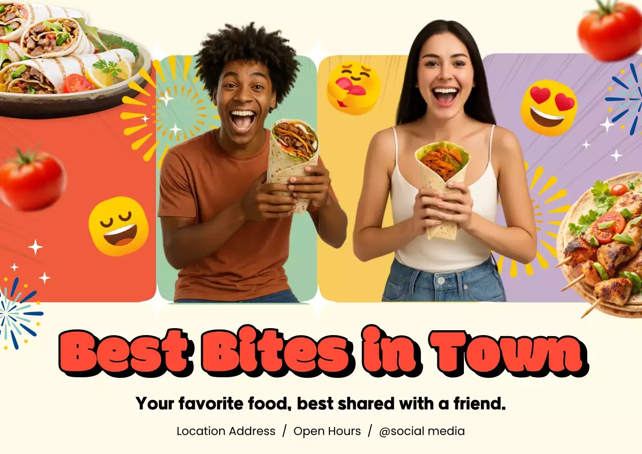 Colorful Trendy Food Promotion Poster