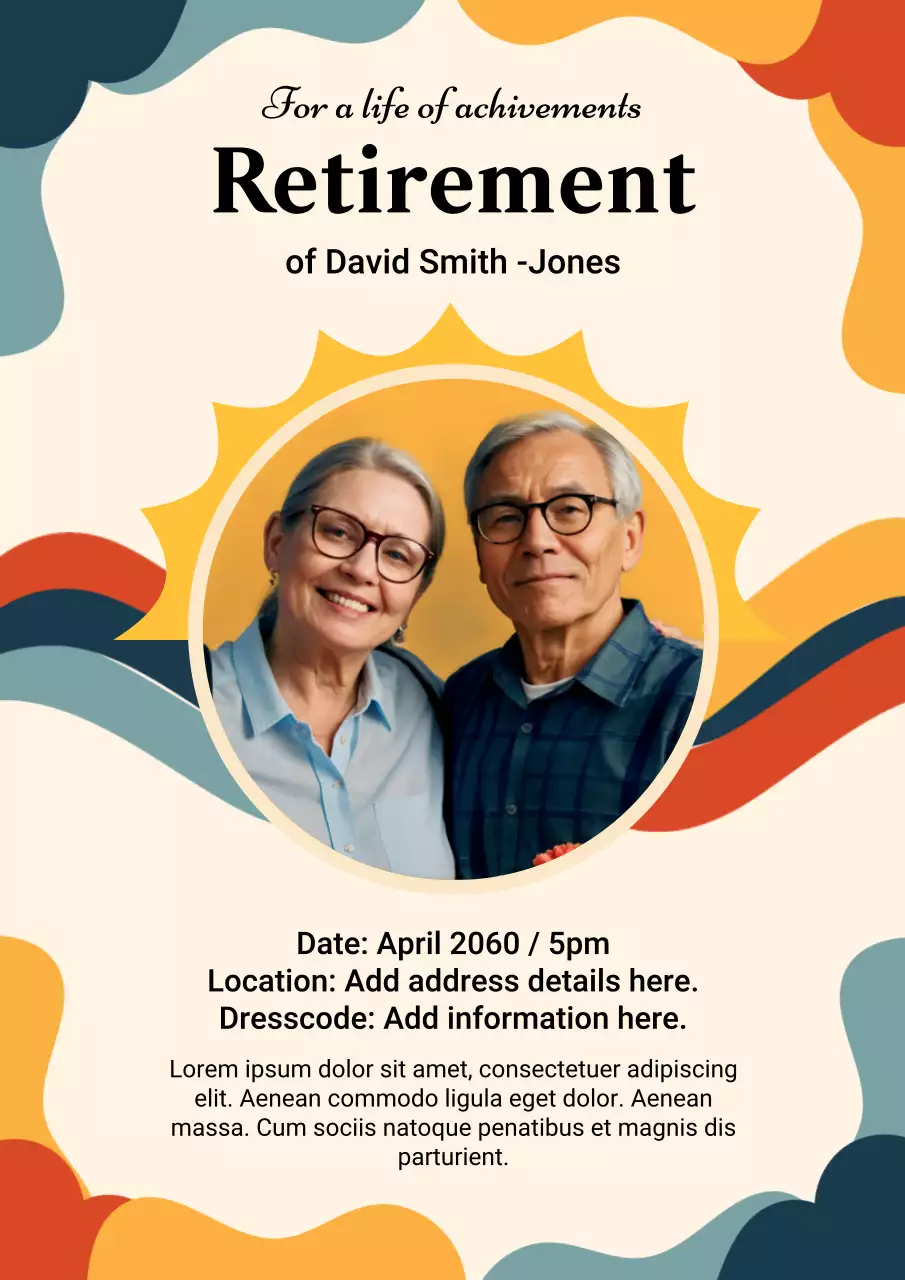 Beige Retro Retirement Invitation Poster
