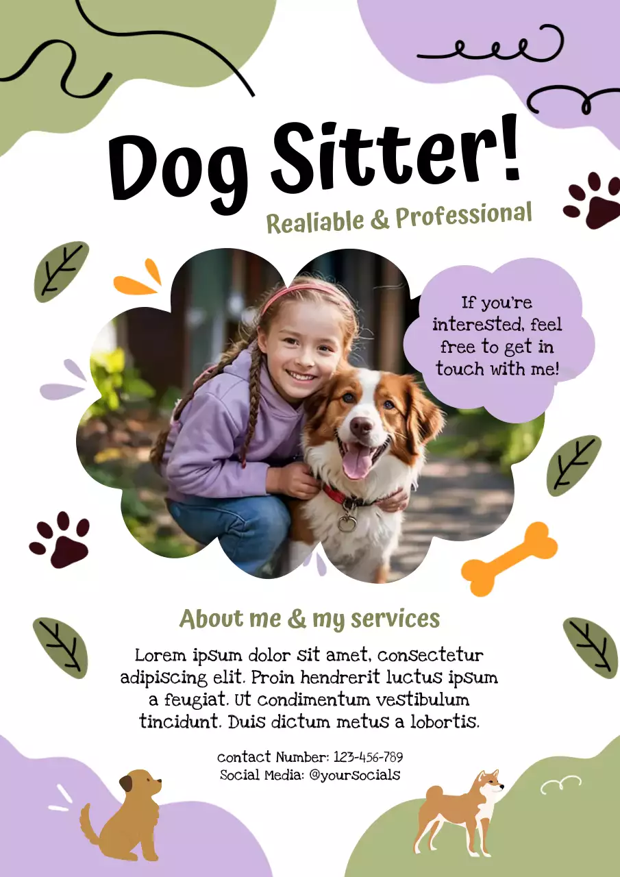 Green Playful Pet Services Promotion Poster