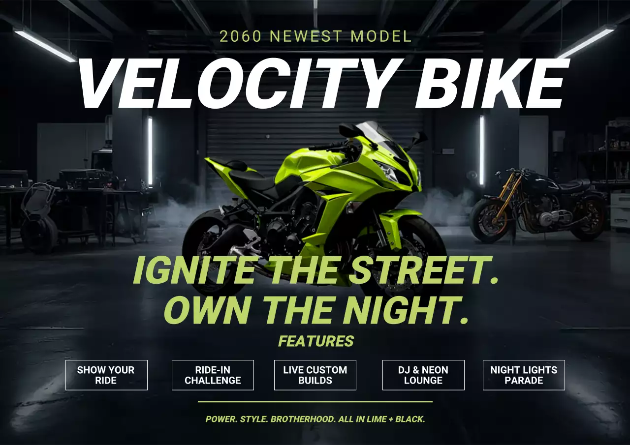 Neon Modern Motorcycle Promotion Poster