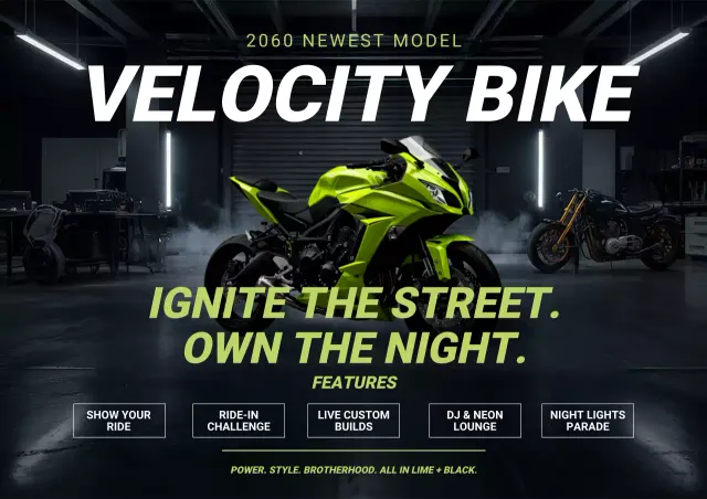 Neon Modern Motorcycle Promotion Poster