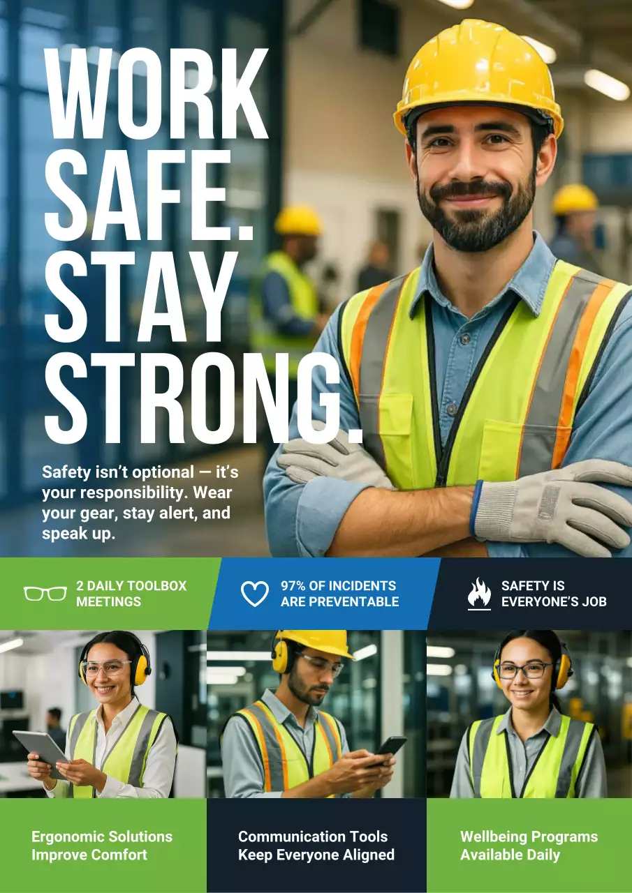 Yellow Professional Workplace Safety Announcement Poster