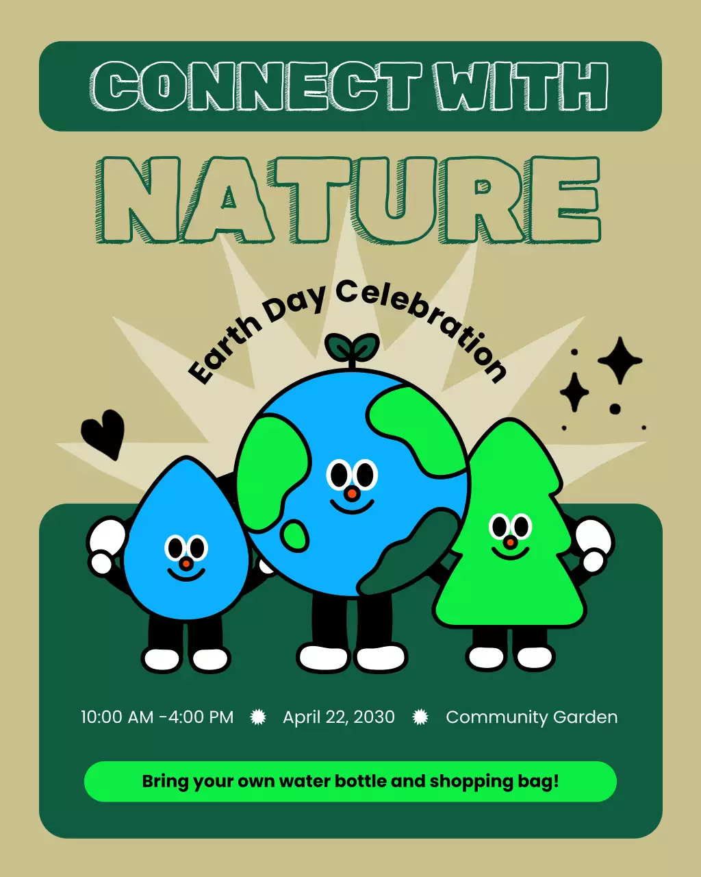 Green Hand-drawn Illustrated Earth Day Event Instagram Post