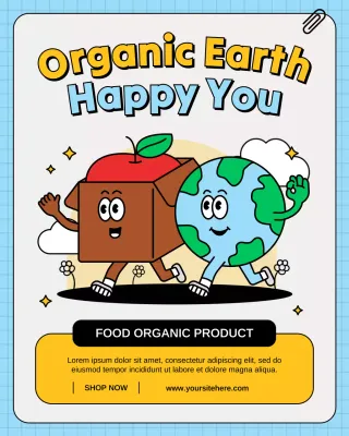 Blue Yellow Fun Illustration Comic Sustainability Organic Earth Day Promotion Instagram Post